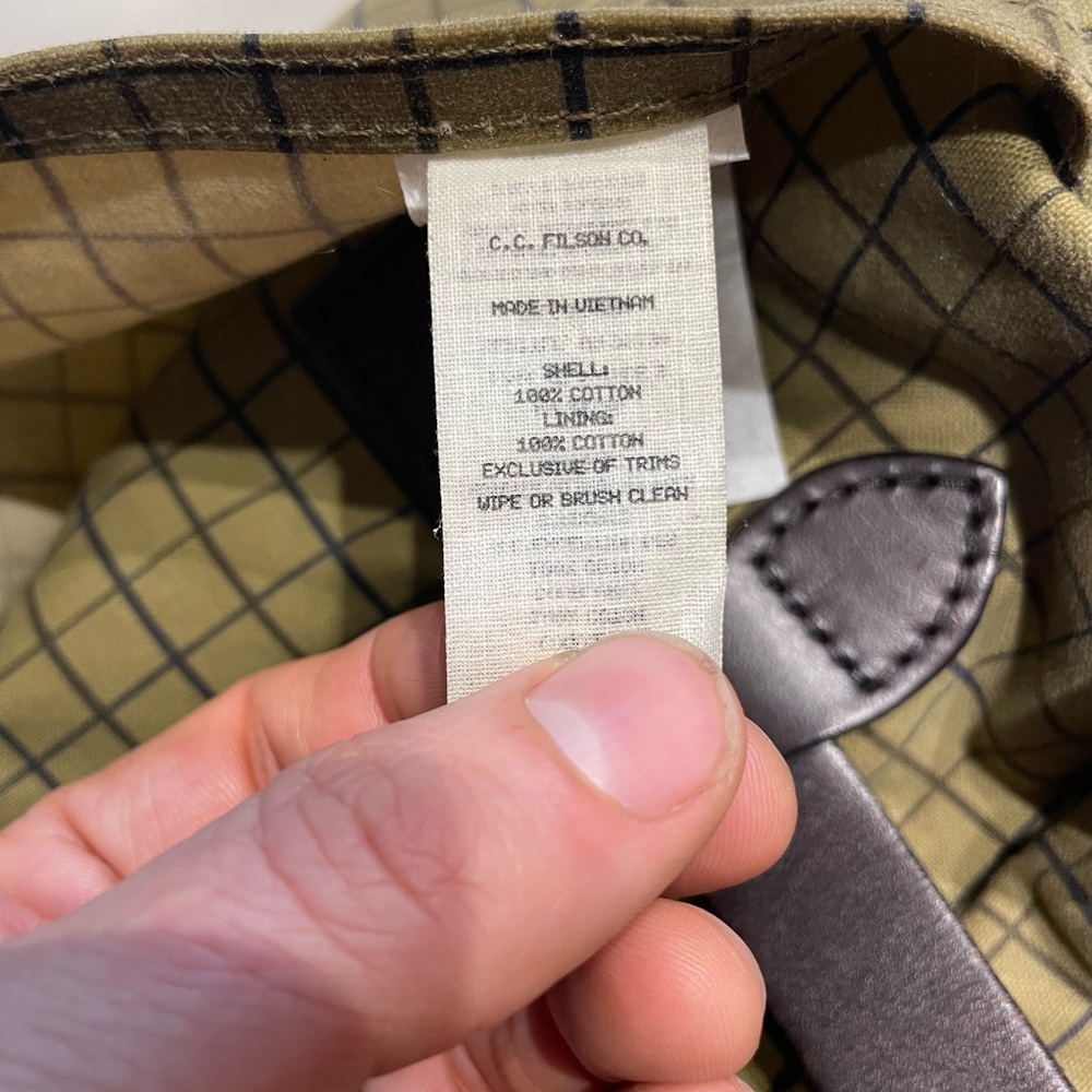 Rare Filson Limited Edition Flyway Green Grid Waxed Tin Cloth Zipper Tote - Picture 14 of 16